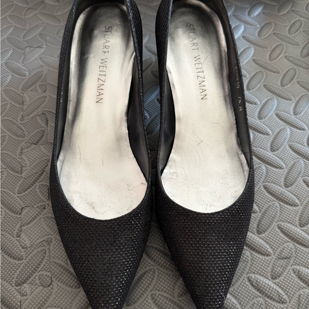 Stuart Weitzman Black Textured Heels